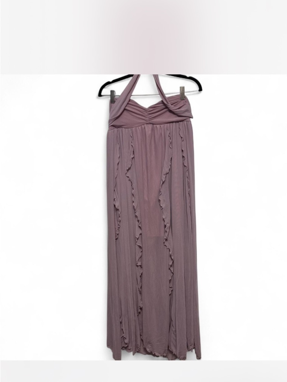 Cupshe Mauve Halter Ruffle Maxi Dress